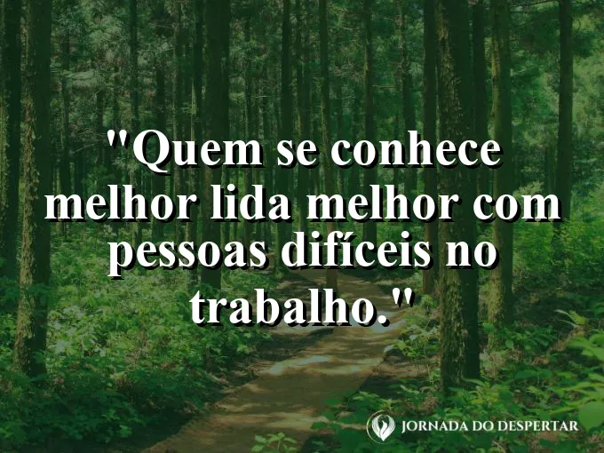 Imagem com frase sobre se conhecer melhor no trabalho.