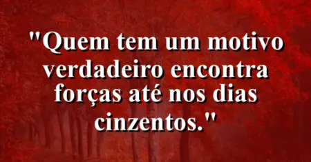 “Quem tem um motivo verdadeiro encontra forças até nos dias cinzentos.”