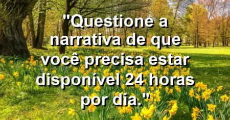 “Questione a narrativa de que você precisa estar disponível 24 horas por dia.”