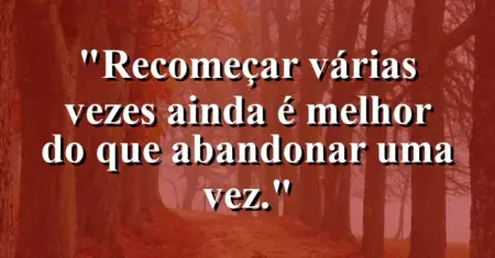 “Recomeçar várias vezes ainda é melhor do que abandonar uma vez.”
