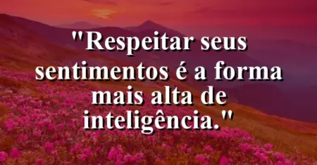 Respeitar seus sentimentos é a forma mais alta de inteligência.