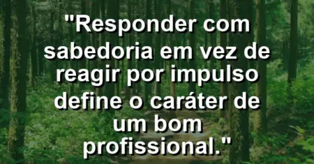 “Responder com sabedoria em vez de reagir por impulso define o caráter de um bom profissional.”