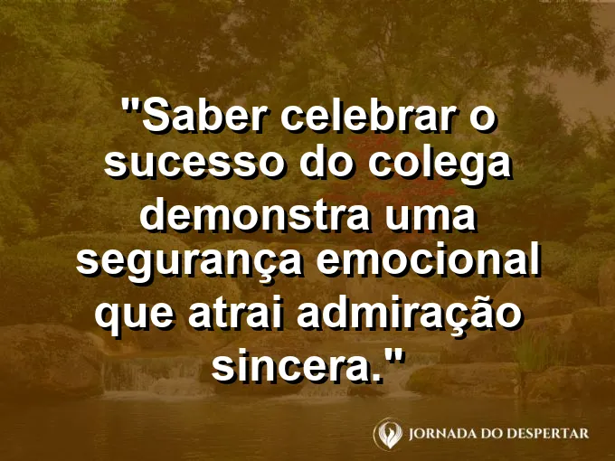 Duas pessoas brindando com copos de água em um escritório com frase sobre sucesso do colega.