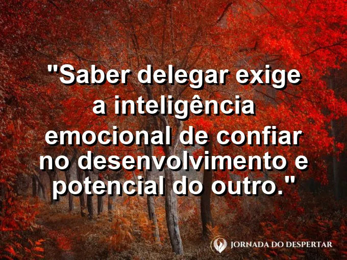 Mão passando um bastão de revezamento com segurança e frase sobre delegar e confiança.
