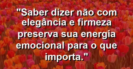 “Saber dizer não com elegância e firmeza preserva sua energia emocional para o que importa.”