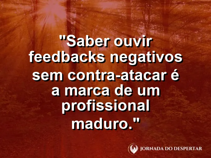Escudo de luz que reflete o que é ruim e absorve o que é aprendizado com frase sobre feedback.