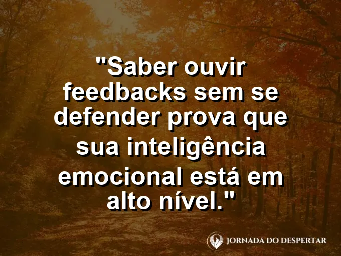 Ouvido estilizado captando luzes coloridas de informação com frase sobre feedback e inteligência emocional.
