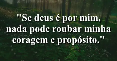 “Se Deus é por mim, nada pode roubar minha coragem e propósito.”