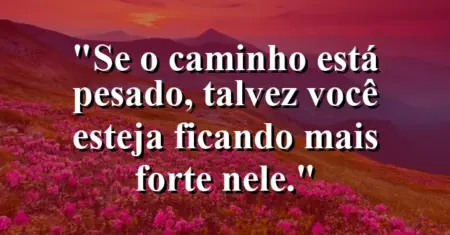 “Se o caminho está pesado, talvez você esteja ficando mais forte nele.”
