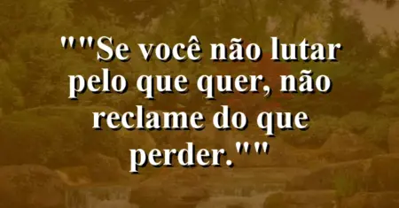 “Se você não lutar pelo que quer, não reclame do que perder.”