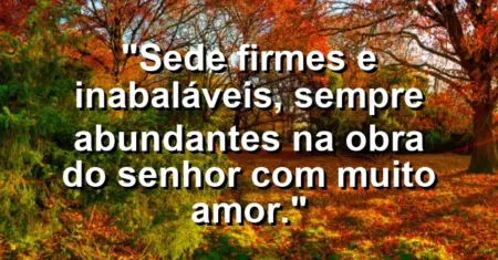 “Sede firmes e inabaláveis, sempre abundantes na obra do Senhor com muito amor.”