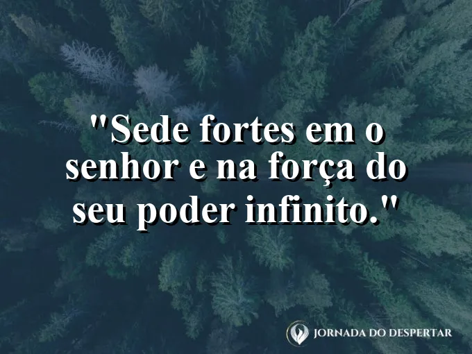 Punho fechado contra um fundo de luz intensa com frase sobre ser forte no Senhor.