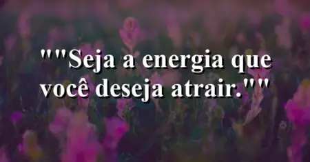 “Seja a energia que você deseja atrair.”