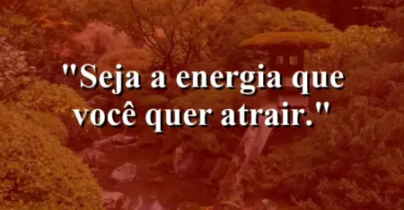 Seja a energia que você quer atrair.