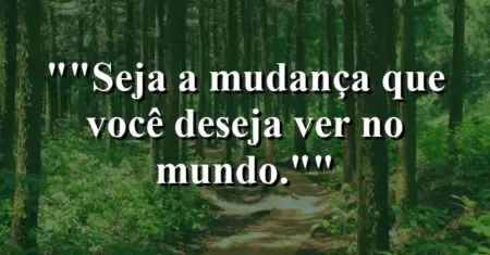 “Seja a mudança que você deseja ver no mundo.”
