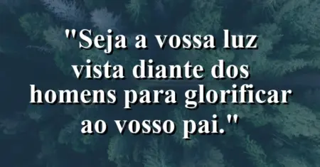“Seja a vossa luz vista diante dos homens para glorificar ao vosso Pai.”