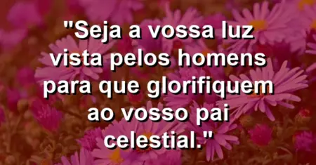 “Seja a vossa luz vista pelos homens para que glorifiquem ao vosso Pai celestial.”