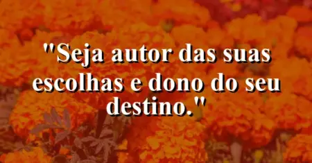Seja autor das suas escolhas e dono do seu destino.