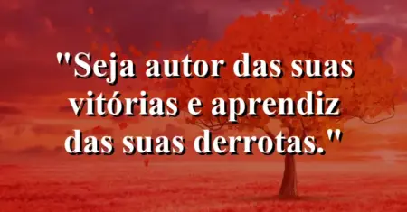 Seja autor das suas vitórias e aprendiz das suas derrotas.