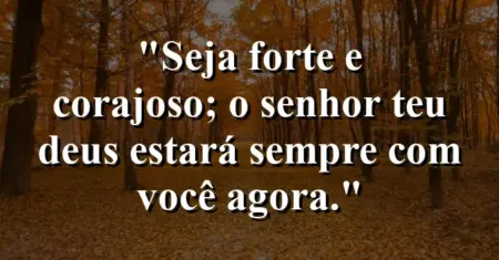 “Seja forte e corajoso; o Senhor teu Deus estará sempre com você agora.”