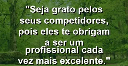 “Seja grato pelos seus competidores, pois eles te obrigam a ser um profissional cada vez mais excelente.”