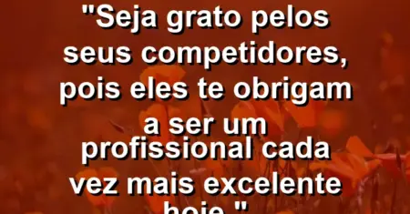 “Seja grato pelos seus competidores, pois eles te obrigam a ser um profissional cada vez mais excelente hoje.”