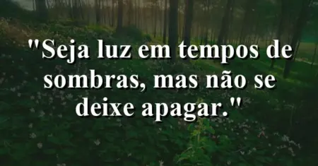 Seja luz em tempos de sombras, mas não se deixe apagar.