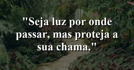 Seja luz por onde passar, mas proteja a sua chama.