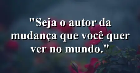Seja o autor da mudança que você quer ver no mundo.