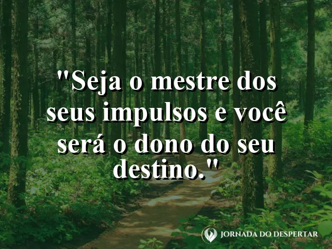 Mão segurando as rédeas de um cavalo com frase sobre destino.