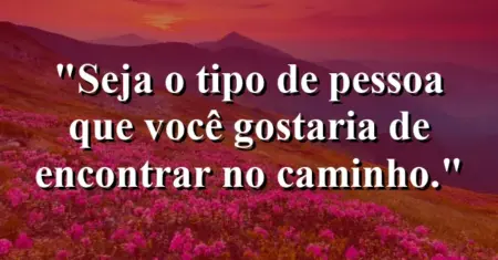 Seja o tipo de pessoa que você gostaria de encontrar no caminho.