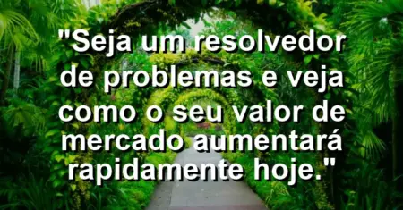“Seja um resolvedor de problemas e veja como o seu valor de mercado aumentará rapidamente hoje.”
