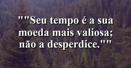 “Seu tempo é a sua moeda mais valiosa; não a desperdice.”