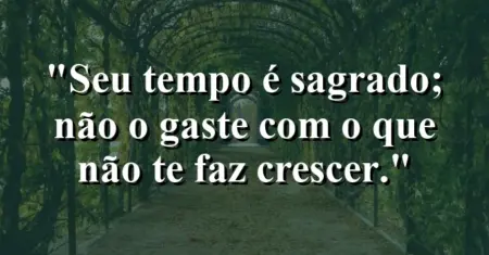 Seu tempo é sagrado; não o gaste com o que não te faz crescer.