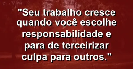 “Seu trabalho cresce quando você escolhe responsabilidade e para de terceirizar culpa para outros.”
