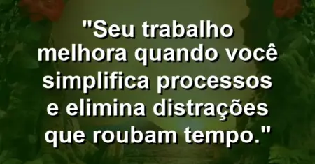 “Seu trabalho melhora quando você simplifica processos e elimina distrações que roubam tempo.”