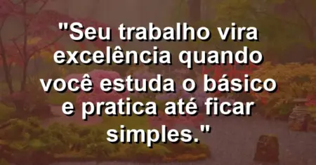 “Seu trabalho vira excelência quando você estuda o básico e pratica até ficar simples.”