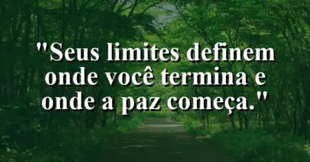 Seus limites definem onde você termina e onde a paz começa.