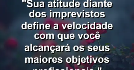 “Sua atitude diante dos imprevistos define a velocidade com que você alcançará os seus maiores objetivos profissionais.”