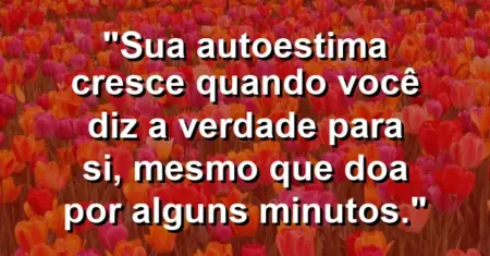 Sua autoestima cresce quando você diz a verdade para si, mesmo que doa por alguns minutos.