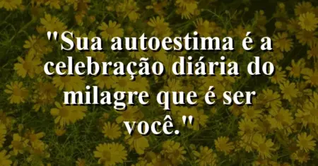 Sua autoestima é a celebração diária do milagre que é ser você.