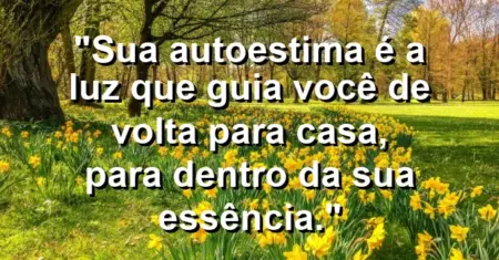 Sua autoestima é a luz que guia você de volta para casa, para dentro da sua essência.