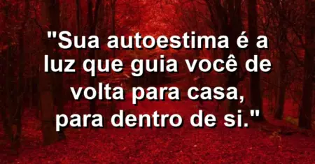 Sua autoestima é a luz que guia você de volta para casa, para dentro de si.