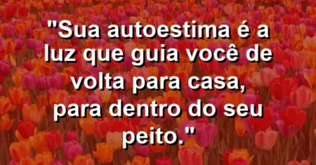 Sua autoestima é a luz que guia você de volta para casa, para dentro do seu peito.