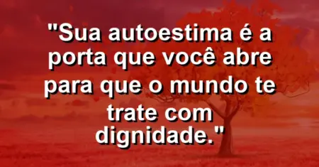 Sua autoestima é a porta que você abre para que o mundo te trate com dignidade.