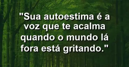 Sua autoestima é a voz que te acalma quando o mundo lá fora está gritando.