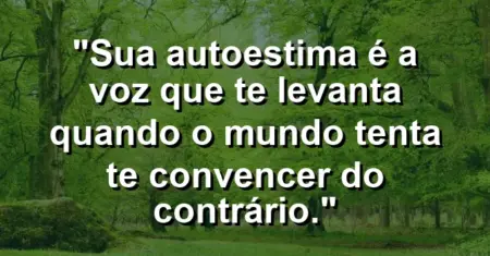 Sua autoestima é a voz que te levanta quando o mundo tenta te convencer do contrário.