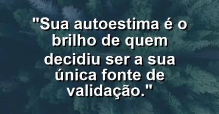 Sua autoestima é o brilho de quem decidiu ser a sua única fonte de validação.