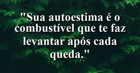 Sua autoestima é o combustível que te faz levantar após cada queda.
