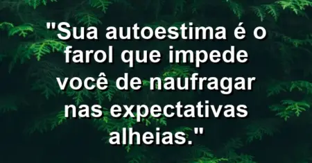 Sua autoestima é o farol que impede você de naufragar nas expectativas alheias.